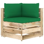 Set Salotto da Giardino con Cuscini 5 pz Legno Impregnato Verde