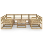 Set Divani da Giardino 9 pz in Legno di Pino Impregnato Verde