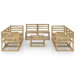 Set Divani da Giardino 9 pz in Legno di Pino Impregnato Verde