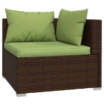 Set da Giardino 5 pz con Cuscini in Polyrattan Marrone