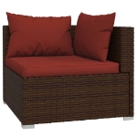 Set Divani da Giardino 6 pz con Cuscini in Polyrattan Marrone