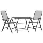 Set da Pranzo per Giardino 3pz Rete Metallica Espansa Antracite