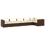 Set Divani da Giardino con Cuscini 6 pz in Polyrattan Marrone