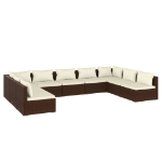 Set Divani da Giardino 9 pz con Cuscini in Polyrattan Marrone