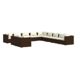 Set Divani da Giardino 11 pz con Cuscini in Polyrattan Marrone