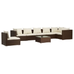 Set Divani da Giardino 8 pz con Cuscini in Polyrattan Marrone