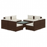 Set da Giardino 9 pz con Cuscini in Polyrattan Marrone