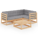 Set Divani da Giardino 6 pz con Cuscini Legno Massello di Pino