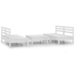 Set Divani da Giardino 5 pz Bianco in Legno Massello di Pino