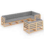 Set Divani da Giardino 8 pz con Cuscini Legno Massello di Pino