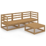 Set Divani da Giardino 4 pz Miele in Legno Massello di Pino