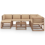 Set Divani da Giardino 8 pz con Cuscini Beige