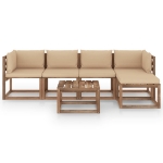 Set Divani da Giardino 6 pz con Cuscini Beige