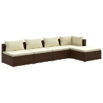 Set Divani da Giardino 5 pz con Cuscini in Polyrattan Marrone