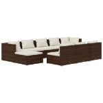 Set Divani da Giardino 10 pz con Cuscini in Polyrattan Marrone