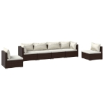 Set Divani da Giardino 6 pz con Cuscini in Polyrattan Marrone