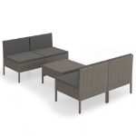 Set Divani da Giardino 5 pz con Cuscini in Polyrattan Grigio