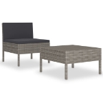 Set Divani da Giardino 2 pz con Cuscini in Polyrattan Grigio