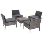 Set Divani da Giardino 5 pz con Cuscini in Polyrattan Grigio