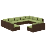 Set Divani da Giardino 11 pz con Cuscini in Polyrattan Marrone