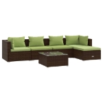 Set Divani da Giardino 6 pz con Cuscini in Polyrattan Marrone