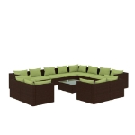 Set Divani da Giardino 13 pz con Cuscini in Polyrattan Marrone