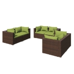 Set Divani da Giardino 6 pz con Cuscini in Polyrattan Marrone