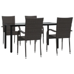 Set da Pranzo da Giardino 5 pz Marrone in Polyrattan