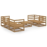 Set Divani da Giardino 6 pz Miele in Legno Massello di Pino