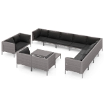 Set Divani Giardino 13pz con Cuscini in Polyrattan Grigio Scuro