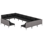 Divani da Giardino 12 pz con Cuscini in Polyrattan Grigio Scuro