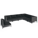 Set Divani da Giardino 7 pz con Cuscini Polyrattan Grigio Scuro