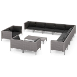 Set Divani da Giardino 14pz con Cuscini Polyrattan Grigio Scuro