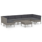 Set Divani da Giardino 8 pz con Cuscini in Polyrattan Grigio