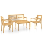 Set Divani da Giardino 4 pz in Legno Massello di Teak