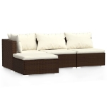 Set Divani da Giardino 4 pz con Cuscini in Polyrattan Marrone