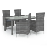 Set da Pranzo da Esterno 5 pz con Cuscini in Polyrattan Grigio