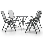 Set da Pranzo per Giardino 5pz Rete Metallica Espansa Antracite