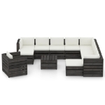 Set Divani da Giardino con Cuscini 12pz Legno Impregnato Grigio