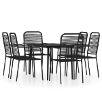 Set Mobili da Pranzo per Giardino 7 pz Nero