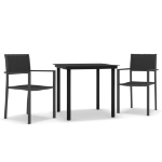 Set da Pranzo da Giardino 3 pz Nero