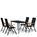 Set da Pranzo da Giardino 5 pz Nero