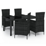 Set Mobili da Giardino 5 pz con Cuscini in Polyrattan Nero