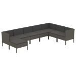 Set Divani da Giardino 8 pz con Cuscini in Polyrattan Grigio