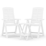 Set da Pranzo da Giardino 3 pz Bianco in Polipropilene