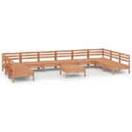 Set Divani da Giardino 11 pz Miele in Legno Massello di Pino