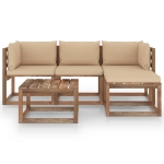 Set Divani da Giardino 5 pz con Cuscini Beige