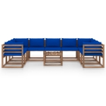 Set Divani da Giardino 10 pz con Cuscini Blu