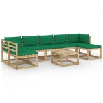 Set Divani da Giardino 8pz con Cuscini Legno di Pino Impregnato