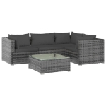 Set Divani da Giardino 5 pz con Cuscini in Polyrattan Grigio